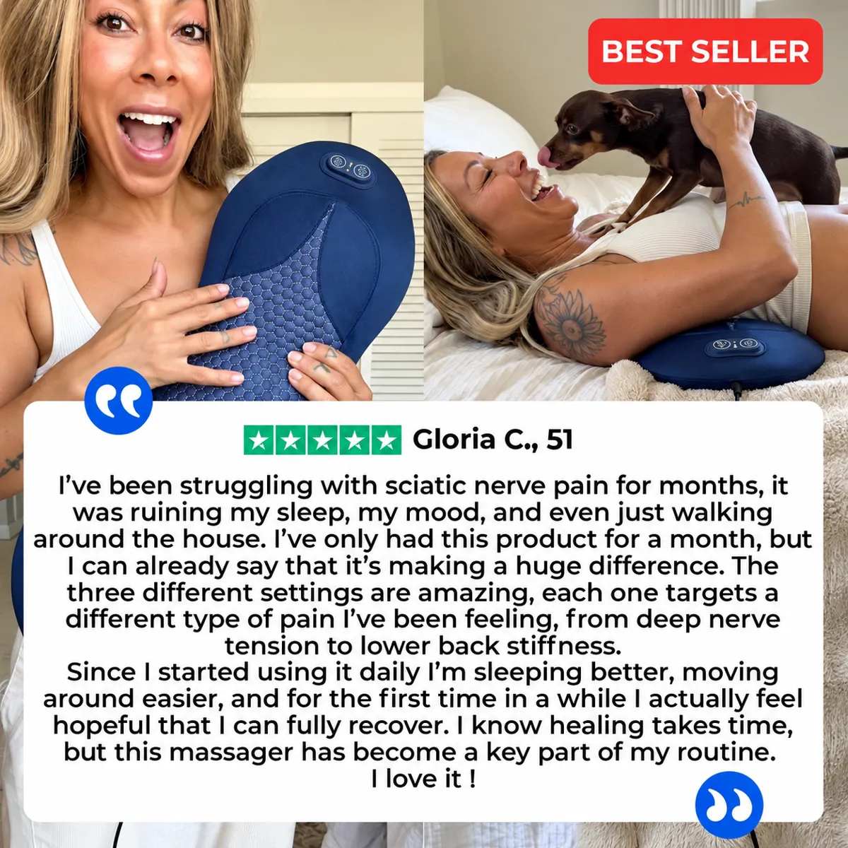 SmoothSpine best seller massager customer testimonial