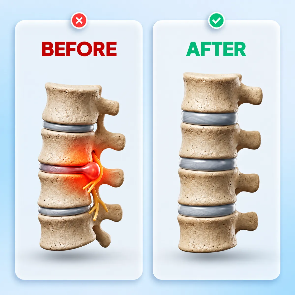 Illustration of lumbar traction gently stretching the lower spine